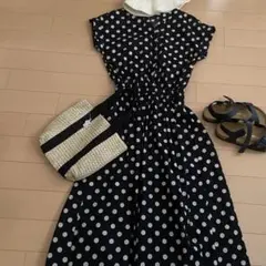 アーバンリサーチドット柄 フレンチ スリーブロング ワンピースサイズF