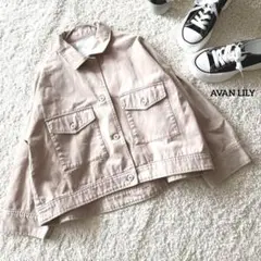 アヴァンリリィ ベージュ ミリタリージャケット F 上着 羽織 AVANLILY