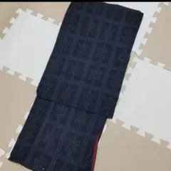 秋冬着物 紺柄 裏地赤茶