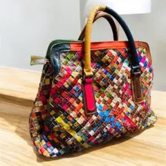 超美品‼️Estacion エスタシオン　チェック　ハンドバック　本革　未使用