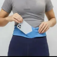 ★ブルーLサイズ　ランニングバッグ　コンパクト✨ポケット4つ