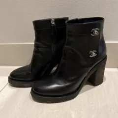 箱付き★CHANEL★ターンロック ショートブーツ 38