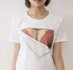【定価3960円】SNS話題‼︎ 新品 妄想マッピングTシャツ 赤ブラ Lサイズb