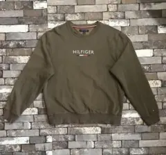 TOMMY HILFIGER オリーブ クルーネック スウェット L