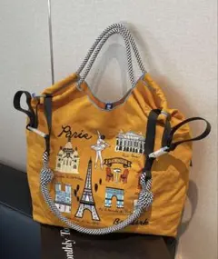 ショルダーベルトつき　2way 刺繍　エコバッグ　トートバッグ　パリ　大容量　夏