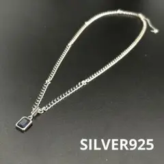 【S925刻印】　シルバー×ブルーモチーフネックレス　ロープチェーン y2k
