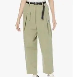 カーキ ストレートレッグパンツ ウエスト調整可能
