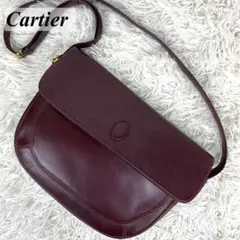 【美品】カルティエ ショルダーバッグ マストライン フラップ ボルドー