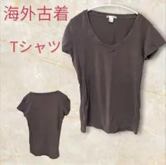 海外古着✨ブラウン Vネック Tシャツ