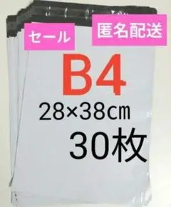 ①宅配ビニール袋　B4　30枚　28×38cm　強力テープ