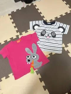 LipFish ウサギ刺繍 Tシャツ 74/80 パンダ　Tシャツ　6/9M