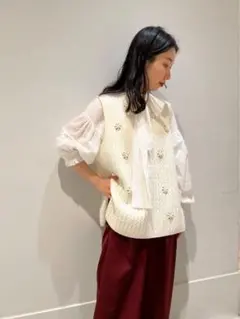 新品 Ballsey ウールモヘヤパール クルーネックベスト トゥモローランド
