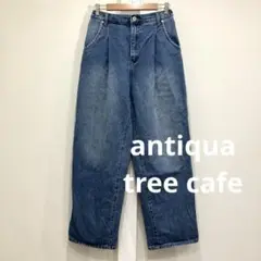 antiqua × tree cafe コラボ デニム タック ワイド パンツ