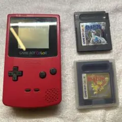 【動作未確認】ゲームボーイ　カラー　レッド+ポケットモンスター金、銀