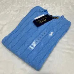 Polo Ralph Lauren ケーブルニット セーター 半袖 ブルー S