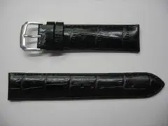 スイス製本革時計ベルト★クロコ竹符黒20mm