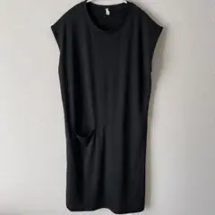 ブラック ノースリーブ カットソーワンピース