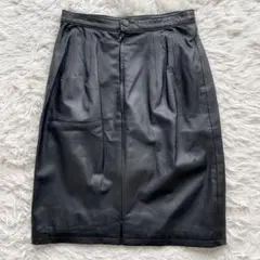 Lサイズ ラムレザー 膝丈スカート ブラック