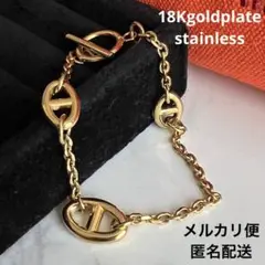 未使用》18Kgp ゴールド.アンカーチェーンHシェーヌ マンテル ブレスレット