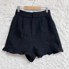 【GRL】グレイル フリルショートパンツ (S) フェミニン 黒 後ろゴム