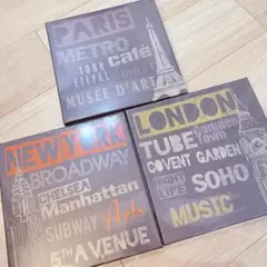 IKEA アートパネル3枚／PARIS・NEW YORK・LONDON 黒板風