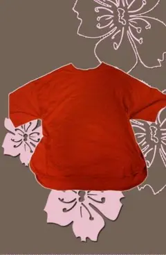 ♡お値段交渉可♡オレンジ 赤 五分袖 Tシャツ