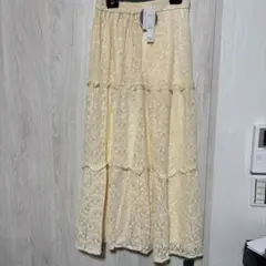 ニッセンアイボリー レース ロングスカート Sサイズ　新品