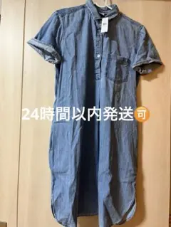 GAP デニムブルー 半袖シャツワンピース S