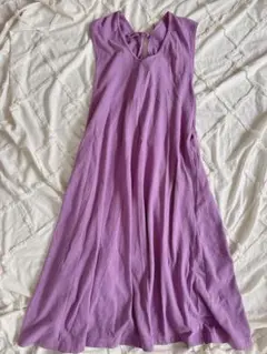 パープル ノースリーブ ロングワンピース