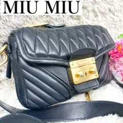 極美品✨ミュウミュウ ショルダーバッグ ナッパバイカー マテラッセ レザー 黒