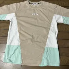 FILA カラーブロック Tシャツ ベージュ/ミント フリーサイズ