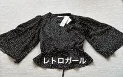 未使用[レトロガール]ドット柄ブラウス