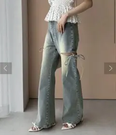 NICE CLAUP サイドあき美脚ストレッチデニム