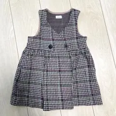 【Combi mini】チェック柄 ジャンバースカート　ワンピース 90センチ