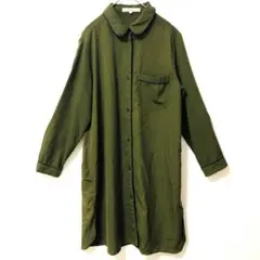 【キューティーブロンド】Mサイズ　オリーブグリーン シャツワンピース