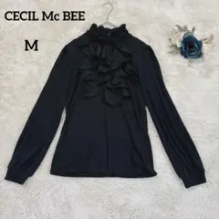 【セシルマクビー】CECIL Mc BEEフリル付き黒長袖シャツM