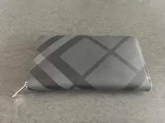 バーバリー メンズ レザー ラウンドファスナー 長財布 黒