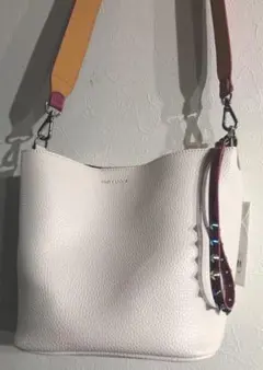 訳有 新品 FIND KAPOOR 2way ショルダーバッグ ストラップ付 白