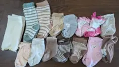 ベビー女子用靴下 7〜9cm ミキハウス、西松屋など14足＆レッグウォーマー