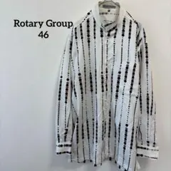 ロータリーグループ ドット柄バンドカラーシャツ 白×ブラウン 46