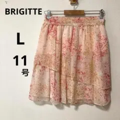 BRIGITTE ブリジット 11号 M ピンク シフォン プリント￼ スカート