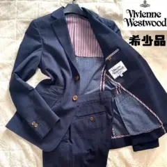 【極美品 希少品】ヴィヴィアンウエストウッド スーツ チェック ネイビー 44