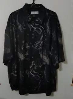 ADRER アドラー 半袖シャツ 総柄 オーバーサイズ 黒 L