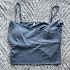 【大きいサイズ】3XL(4L) ブラカップ付クロスオーバーキャミソール ブルー