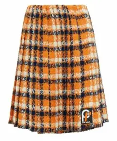 PRADA プリーツ入り チェックキュプロツイード ラップスカート