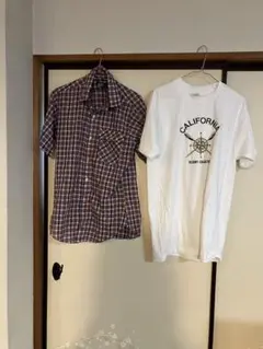 チェック柄シャツとカリフォルニアTシャツセット