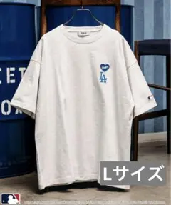 【別注】 MLB公式 ドジャース ハートロゴ刺繍Tシャツ 半袖トップス Lサイズ