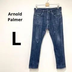 アーノルドパーマー ストレートデニムパンツ ブルー L コットン混 細身
