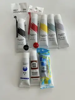 未開封　黒　赤　黄　青　紫　茶　マット水彩　アクリル絵の具　まとめ売り　２０ｍｌ