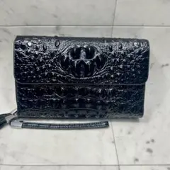 クロコ型押し　クラッチバック　大型財布